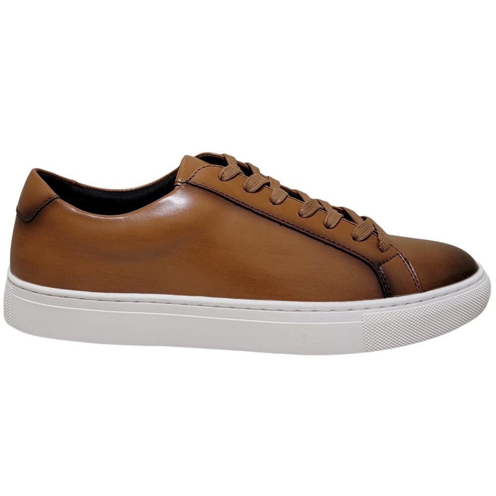 Alfani Men Grayson Lace Up Low Top Sneakers Size US 7.5M Tan Brown Faux Leather - Picture 2 of 5